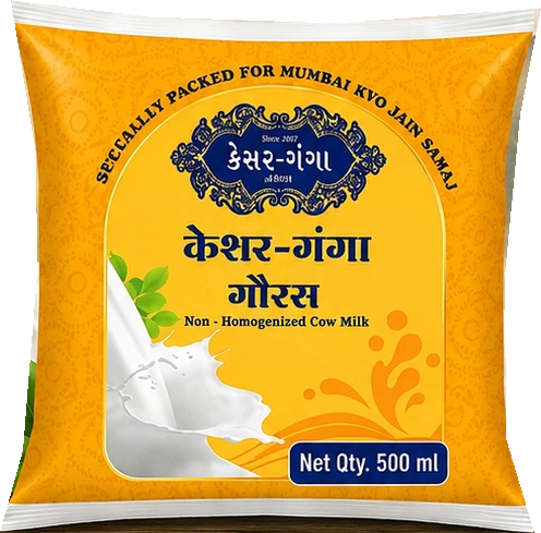 Kesar Ganga Cow Milk pouch from earlier brand artwork